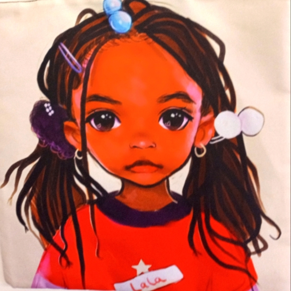 Princess Lala Tote Purse Adorable Cream background size 39.5 by afro fashion